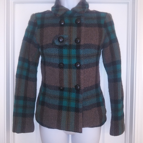 L.A.M.B Gwen Stefani Plaid Wool Peacoat Jacket - Picture 2 of 11